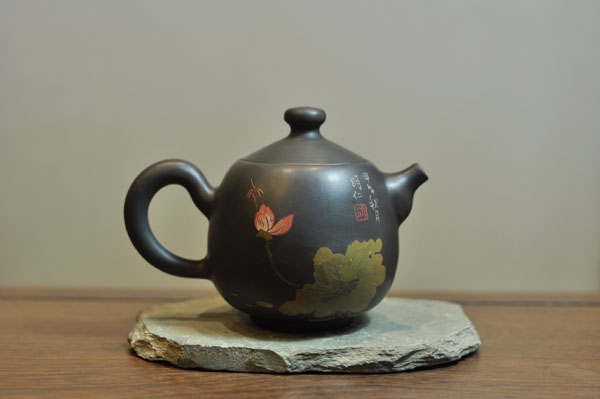 [茶壶 建水紫陶 仁烨堂出品黑色陶壶