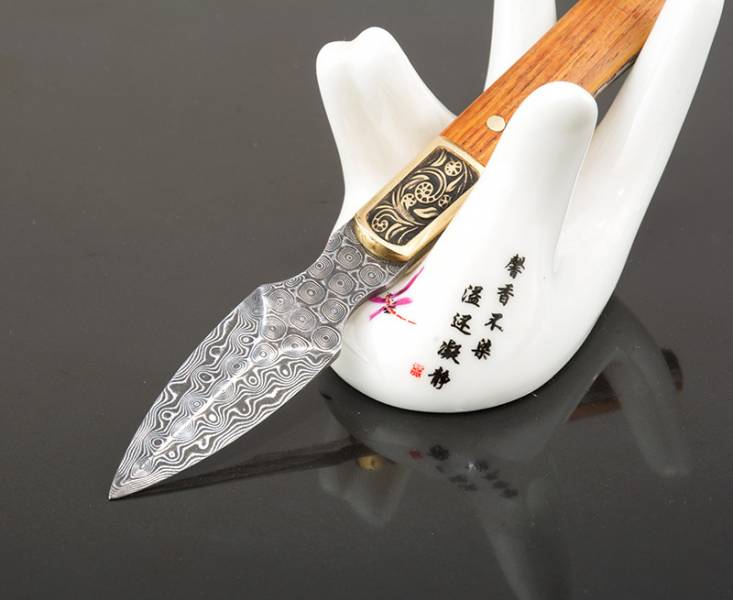 越南黄花梨-矛头形大马士革茶刀